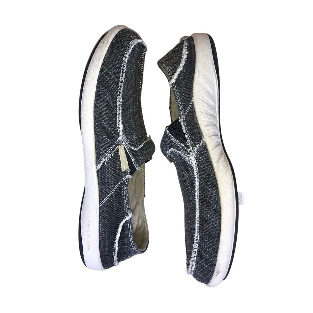 Gecko Man Walk Hero Shoes Men’s 11 Gray White Canvas Slip On Orthotic Comfort